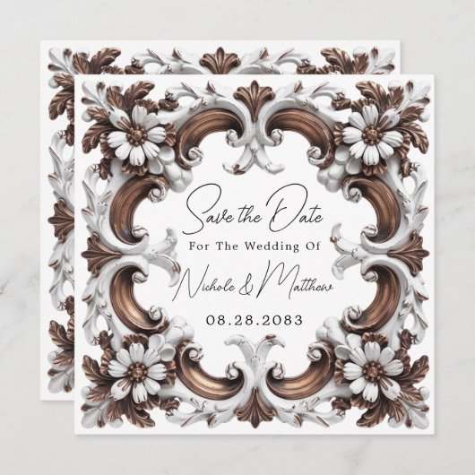 Save The Date Style Rococo baroque élégant (Devant / Derrière)