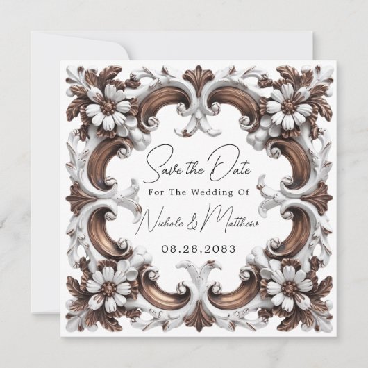 Save The Date Style Rococo baroque élégant (Devant)