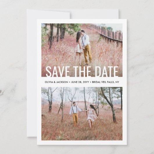 Save The Date Style simple moderne superposer 3 Mariage photo (Devant)