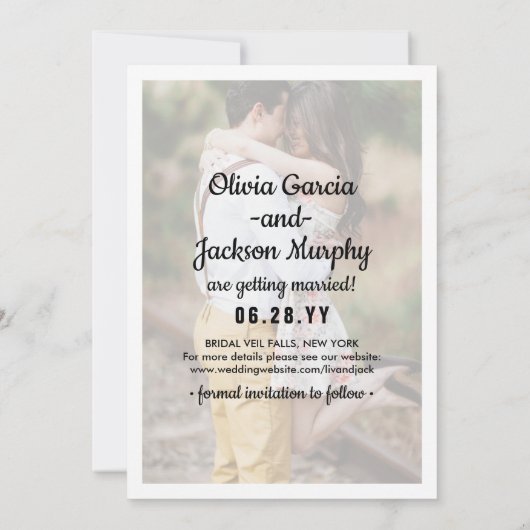 Save The Date Style simple moderne superposer 3 Mariage photo (Dos)