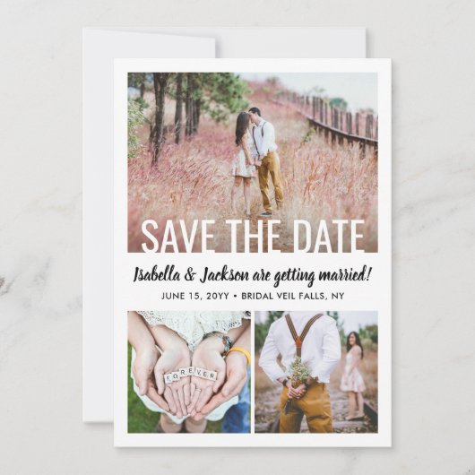 Save The Date Style simple moderne superposer 4 Mariage photo (Devant)
