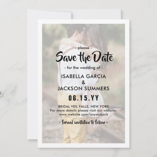 Save The Date Style simple moderne superposer 4 Mariage photo (Dos)