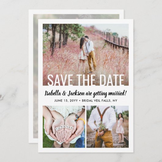 Save The Date Style simple moderne superposer 4 Mariage photo (Devant / Derrière)