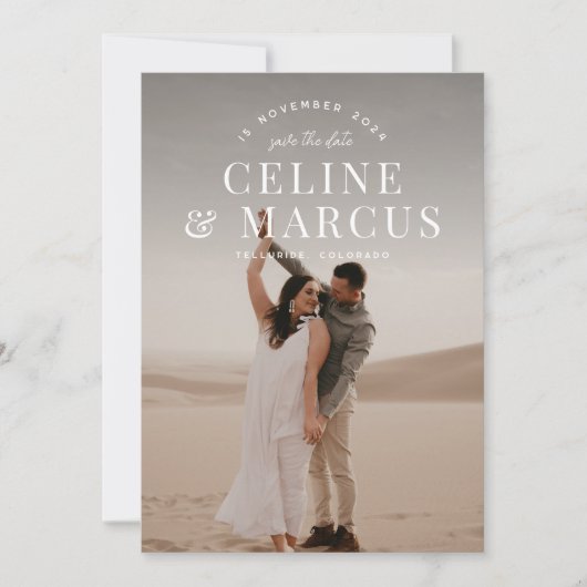 Save The Date Style simple photo complète double face blanc (Devant)