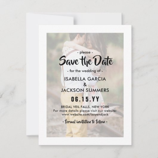 Save The Date Style typographique superposer Élégant 2 Mariage p (Devant)