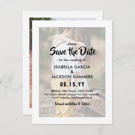 Save The Date Style typographique superposer Élégant 2 Mariage p (Devant / Derrière)