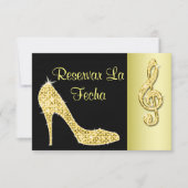 Save The Date Stylet Doré Et Clé De Sol 25ème (Devant)