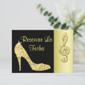 Save The Date Stylet Doré Et Clé De Sol 25ème (Debout devant)