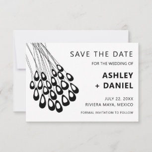 Save The Date Stylisé Peacock Feather Wedding Enregistrer la dat