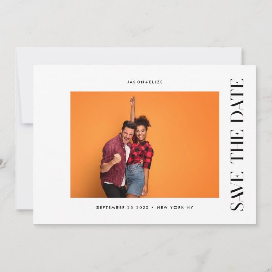 Save The Date STYLISÉ | QR Code Moderne Simple Photo Bordure (Devant)