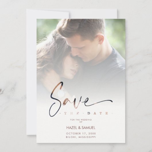 Save The Date Stylish Modern Transparency Wedding 2 Photos (Devant)