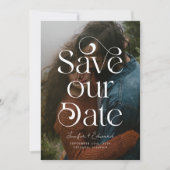 Save The Date Stylish Overlay Typographie Photo Enregistrer La D (Devant)