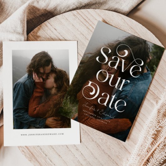 Save The Date Stylish Overlay Typographie Photo Enregistrer La D