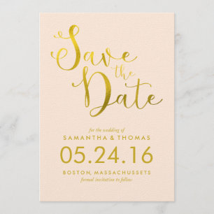 Save The Date Stylish Peach Script Wedding Enregistrer la date