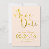 Save The Date Stylish Peach Script Wedding Enregistrer la date (Devant)