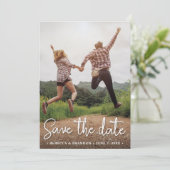 Save The Date Stylish Rustic Double Côté Enregistrer La Date Pho (Debout devant)