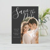 Save The Date Stylish Script Arch Frame Photo (Debout devant)