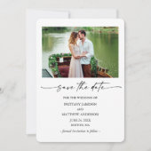 Save The Date Stylo d'encre moderne Script Couple Photo Minimali (Devant)