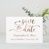 Save The Date Subtle Elegant Copper Script Wedding Enregistrer l (Debout devant)