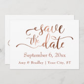 Save The Date Subtle Elegant Copper Script Wedding Enregistrer l (Devant / Derrière)