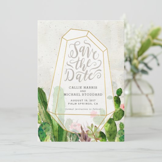 Save The Date Succulent du désert Enregistrer la date - Pierre (Debout devant)