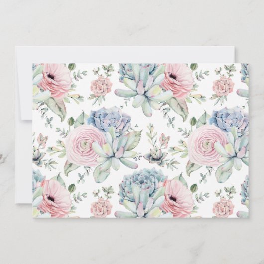 Save The Date Succulent Floral Enregistrer la photo Date (Dos)