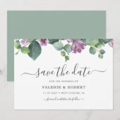 Save The Date Succulent floral pourpre d'eucalyptus (Devant / Derrière)
