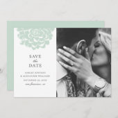 Save The Date Succulent menthe. Mariage de cactus moderne. Flora (Devant / Derrière)