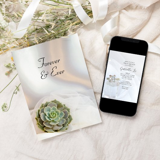 Save The Date Succulent vert sur Mariage blanc