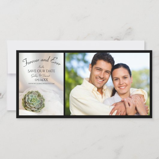 Save The Date Succulent vert sur Mariage blanc (Devant)