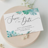 Save The Date Succulentes florales à la menthe. Mariage de cactu