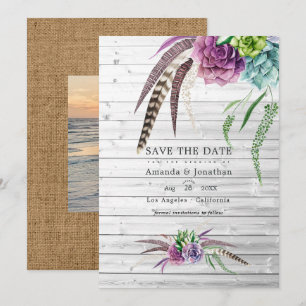Save The Date Succulents aquarelle mystiques mariage bohème