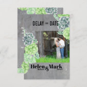 Save The Date Succulents doux Retard photo Date (Devant / Derrière)