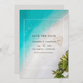 Save The Date Summer Beach Mariage Monogramme Photo (Devant / Derrière)