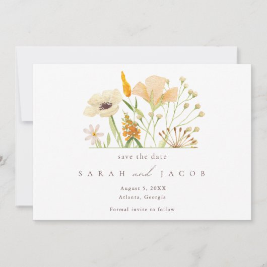 Save The Date Summer Boho Fleur sauvage Garden Mariage (Devant)