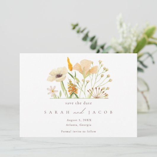 Save The Date Summer Boho Fleur sauvage Garden Mariage (Debout devant)