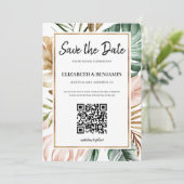 Save The Date Summer Tropical Feuilles QR Code Photo Enregistrer (Debout devant)