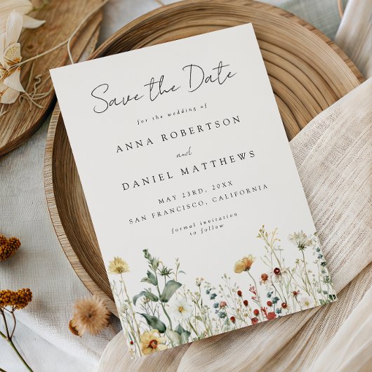 Save The Date Summer Wildflower Field