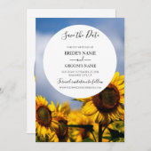 Save The Date Sunflower Blue Sky Rustique Mariage (Devant / Derrière)