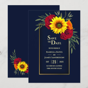 Save The Date Sunflower Blue Wedding Enregistrer La Date