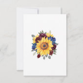 Save The Date Sunflower Burgundy Marine Floral Mariage frontière (Dos)