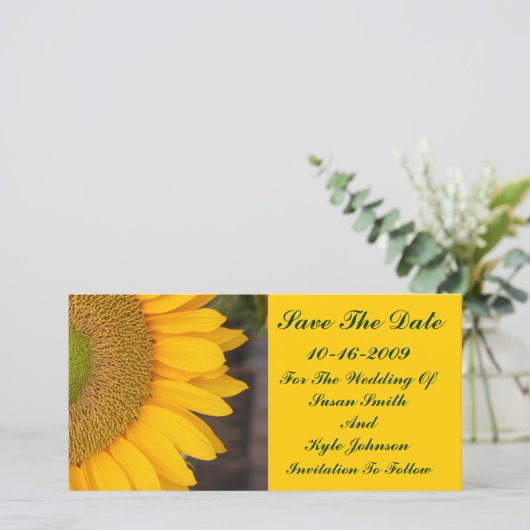 Save The Date Sunflower Centre Mariage Floral Enregistrer La Dat (Debout devant)