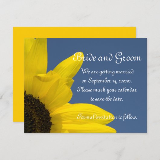 Save The Date Sunflower et Blue Sky Wedding Enregistrer la date (Devant / Derrière)