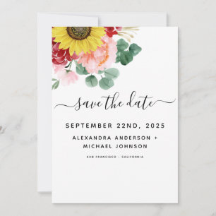 Save The Date Sunflower Eucalyptus Country Watercolor Mariage