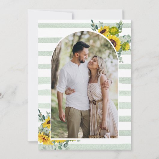 Save The Date Sunflower Eucalyptus Photo Mariage en bois (Dos)