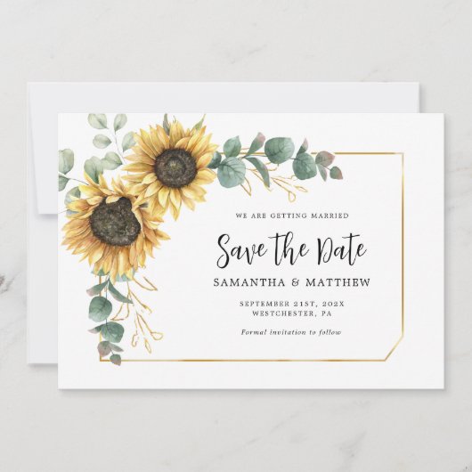 Save The Date Sunflower Eucalyptus Site Floral QR Code (Devant)