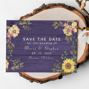 Save The Date Sunflower Fall Purple Mariage