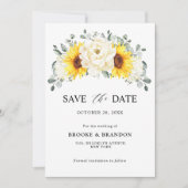 Save The Date Sunflower Ivory Peony Floral Eucalyptus Wedding (Devant)