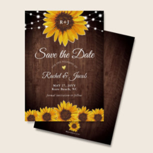 Save The Date Sunflower Mariage rustique Enregistrer la date Inv