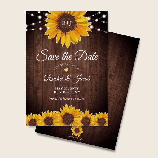 Save The Date Sunflower Mariage rustique Enregistrer la date Inv